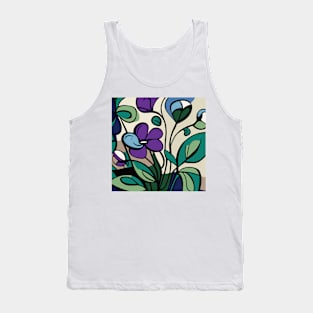 Beautiful flower with purple and green stained glass look. Tank Top